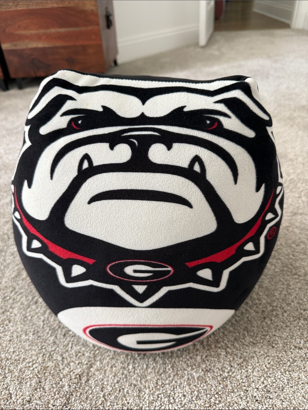 Georgia Bulldogs Plush Bulldog Head Pillow - Black White Red